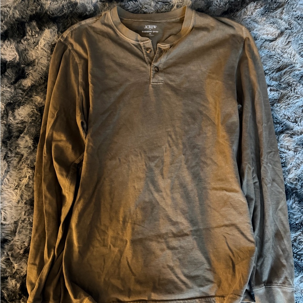 J crew Henley garment dyed green